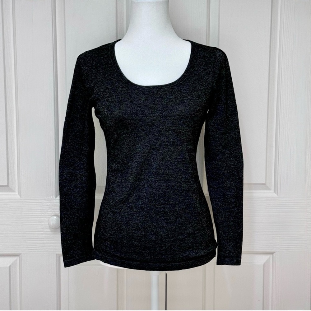 Ann Taylor Petite Black Shimmer Keyhole Back Sweater SP